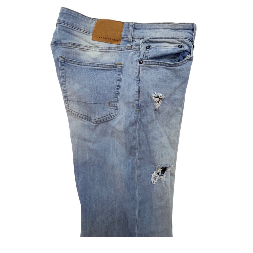Aeropostale Mens Slim Straight Distressed Light Wash Denim‎ Jeans 34x32